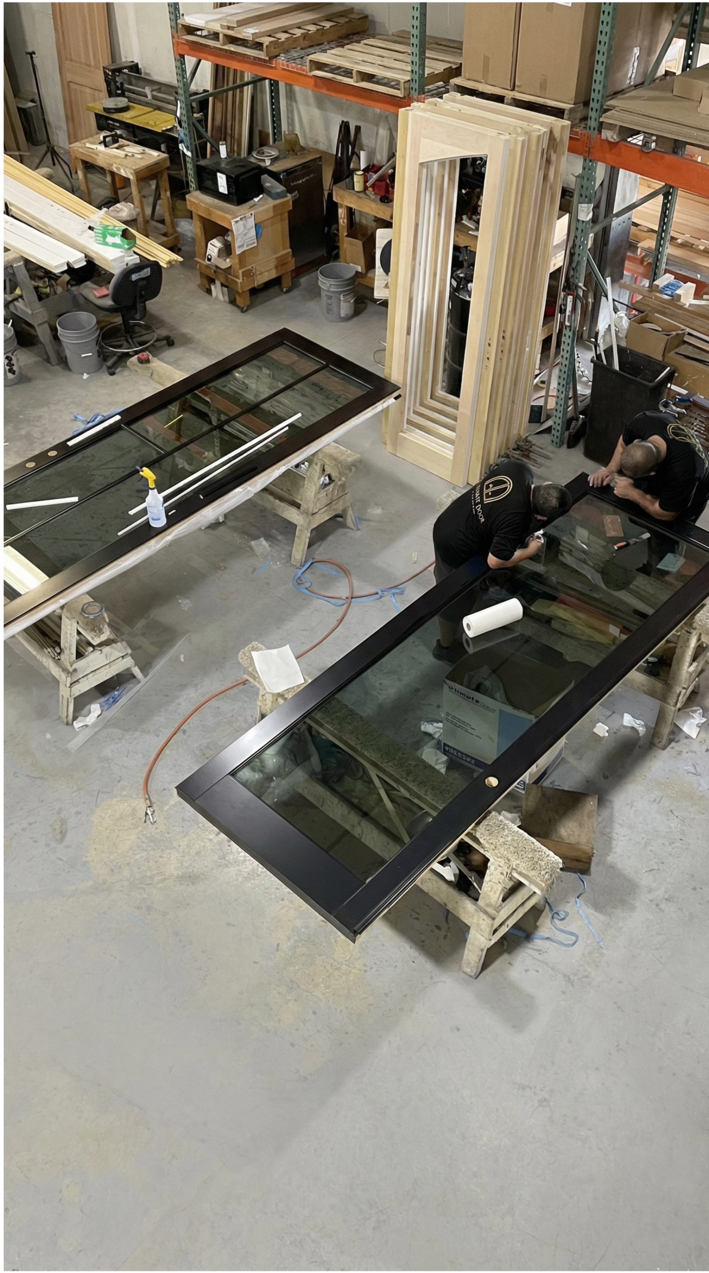 Door fabrication and craftsmanship in workshop